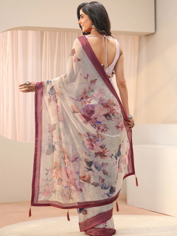 Lavender Anarkali Embroidered Georgette Suit