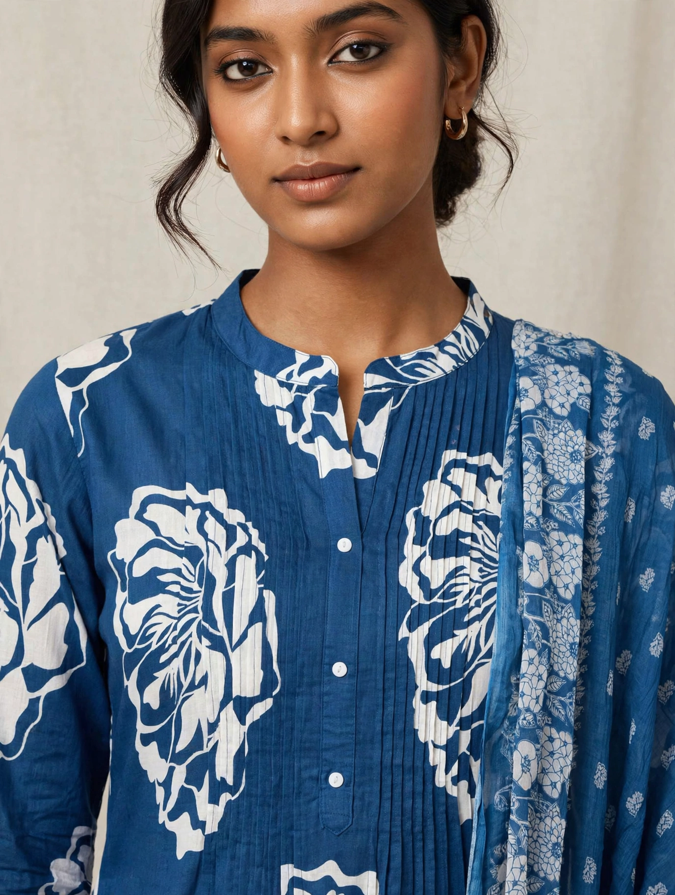 Floral Printed Cotton Kurta Set Pant with Dupatta