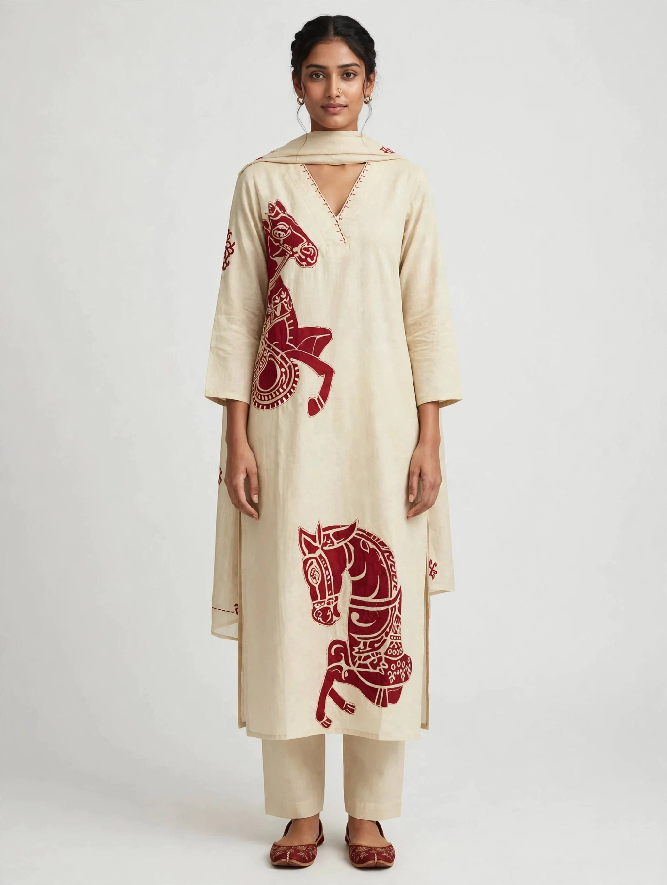 Straight Kurta with Palazzos & Dupatta
