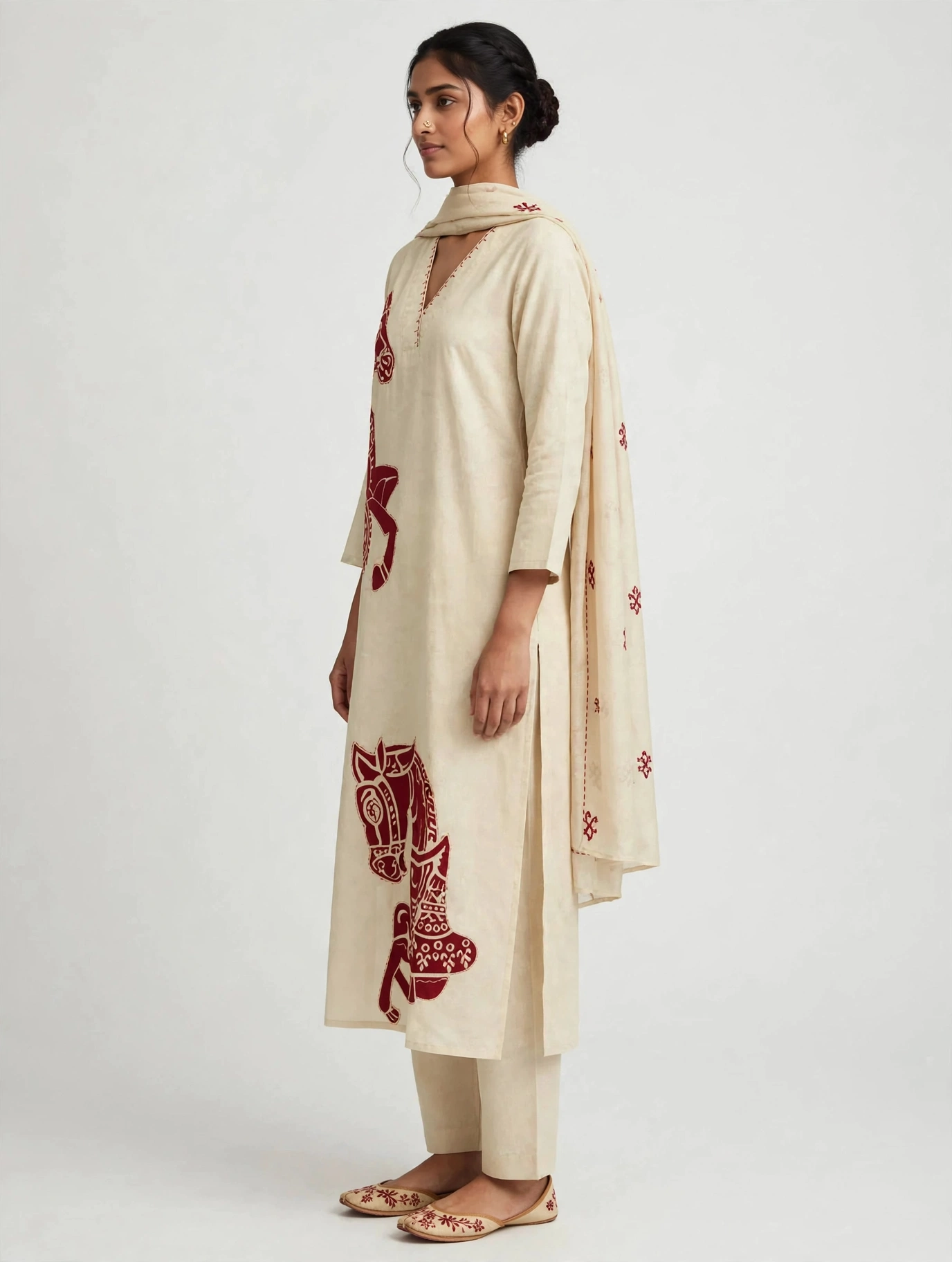 Straight Kurta with Palazzos & Dupatta