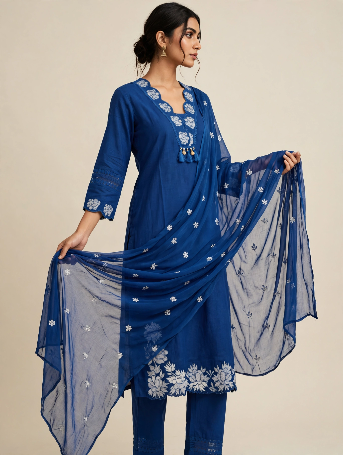 Women Floral Embroidered Kurta with Trousers & Dupatta