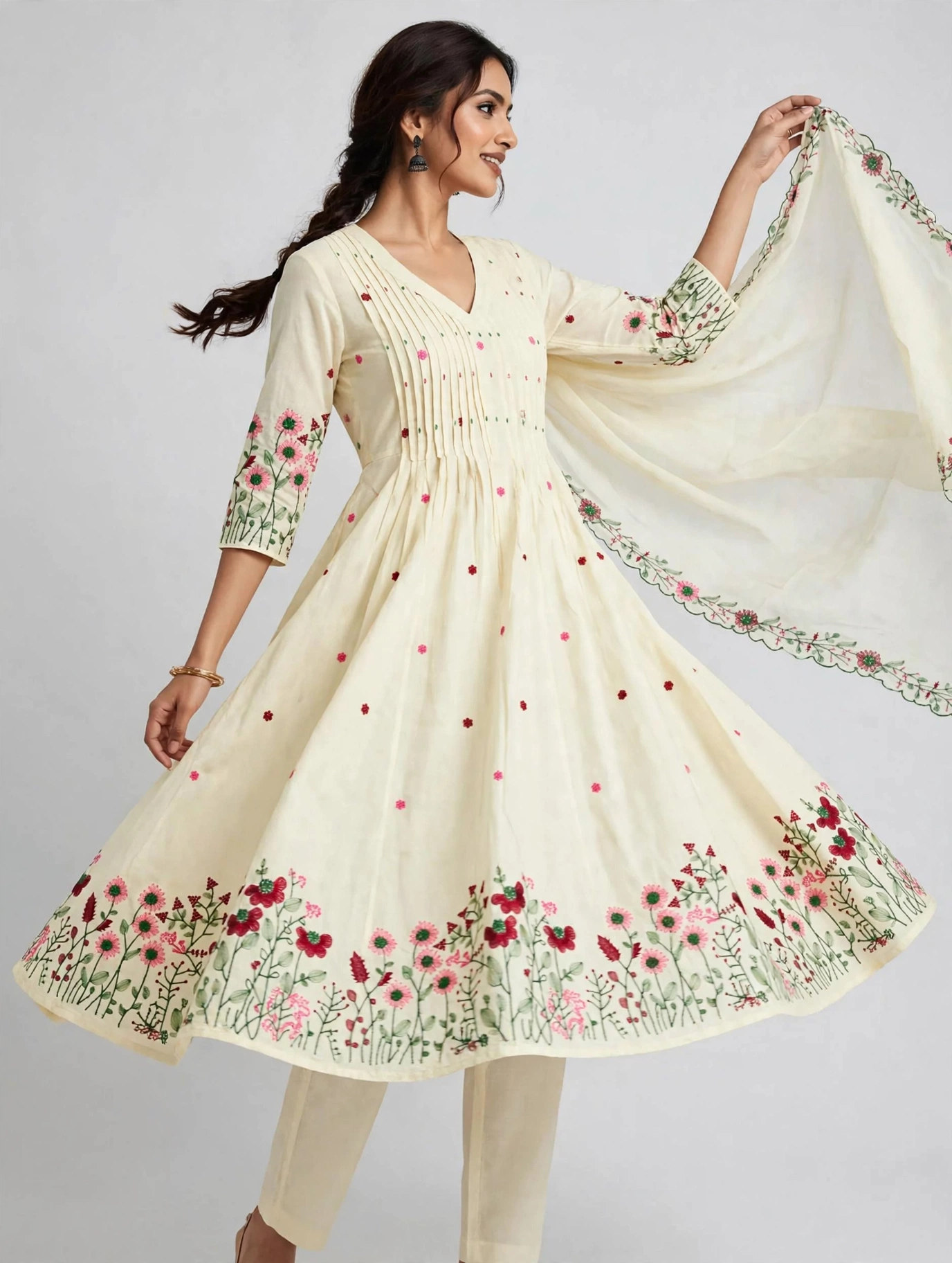 Women Ethnic Motifs Printed Regular Pure Cotton Kurta with Trousers