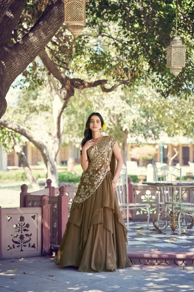Printed Sequinned Ready To Wear Lehenga Choli