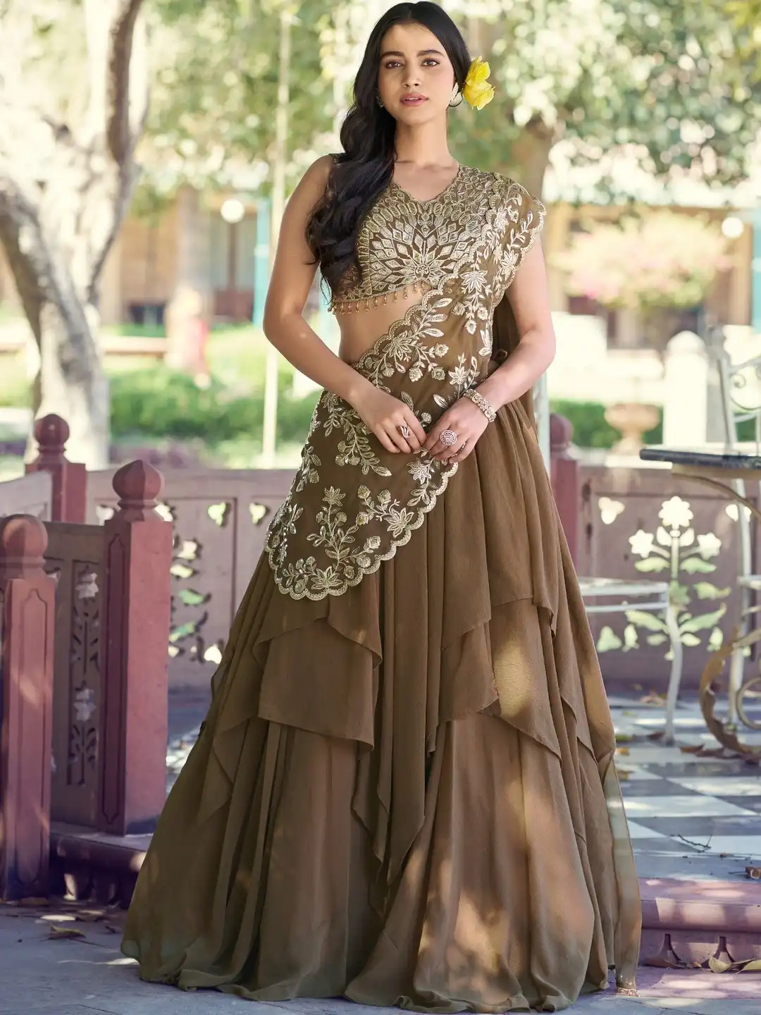 Printed Sequinned Ready To Wear Lehenga Choli